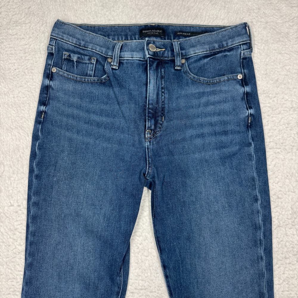Banana Republic High Rise Slim Stretch Blue Denim Pants Women's 30x27 - Picture 2 of 12